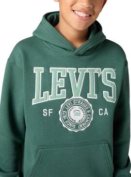 Sudadera Levis Sporty con capucha verde para niño