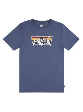 Camiseta Levis Batwing montañas azul para niño