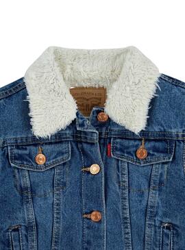 Chaqueta Levis Sherpa Trucker Azul Para Niña