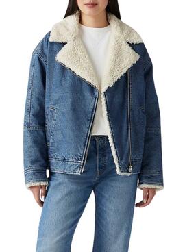 Cazadora Levis Sherpa Flight denim con borreguillo para mujer