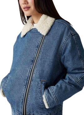 Cazadora Levis Sherpa Flight denim con borreguillo para mujer