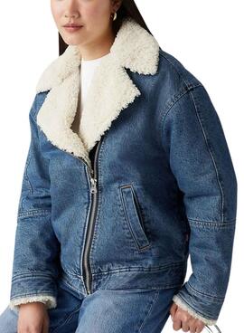 Cazadora Levis Sherpa Flight denim con borreguillo para mujer