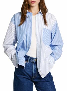 Camisa Pepe Jeans Robby rayas azul para mujer