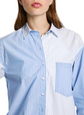 Camisa Pepe Jeans Robby rayas azul para mujer