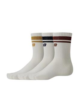 Pack de 3 calcetines New Balance Essentials Line blanco para hombre y mujer