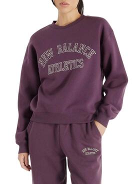 Sudadera New Balance Graphic Fleece Crew morado para mujer