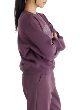 Sudadera New Balance Graphic Fleece Crew morado para mujer