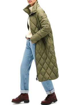 Chaqueta Superdry acolchada Superlong verde para mujer