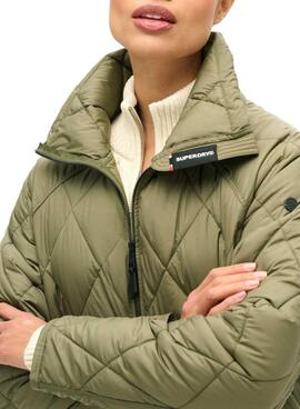 Chaqueta Superdry acolchada Superlong verde para mujer