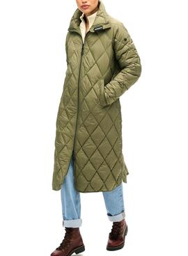 Chaqueta Superdry acolchada Superlong verde para mujer