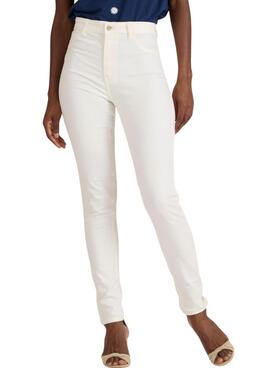 Pantalón vaquero Naf Naf Malia Slim beige para mujer