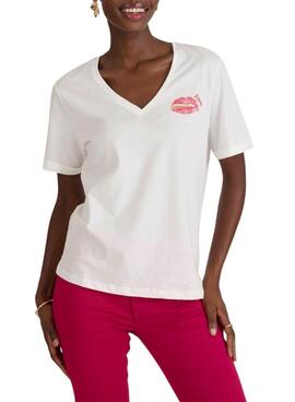 Camiseta Naf Naf Kiss beige para mujer