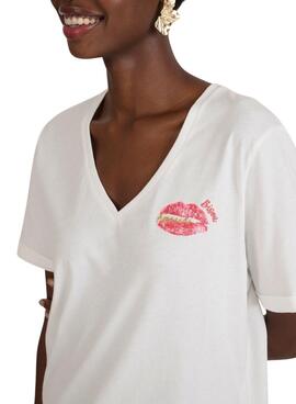 Camiseta Naf Naf Kiss beige para mujer