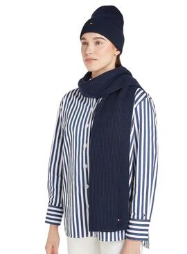 Gorro Tommy Hilfiger Flag azul marino para mujer