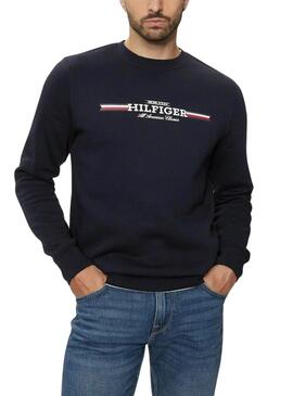 Sudadera Tommy Hilfiger Stripe azul marino para hombre