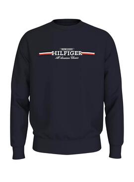 Sudadera Tommy Hilfiger Stripe azul marino para hombre