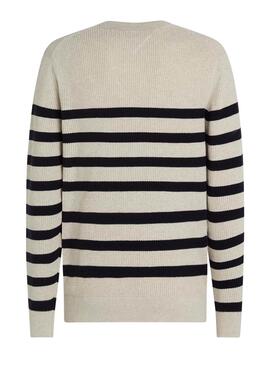 Jersey Tommy Hilfiger Structure rayas beige y azul para hombre