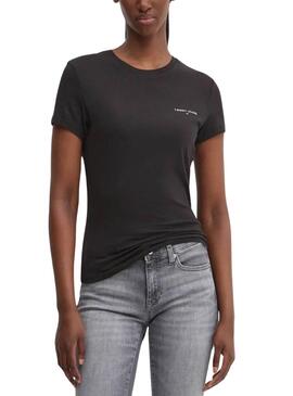 Camiseta Tommy Jeans Slim Linear negro para mujer