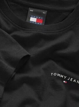 Camiseta Tommy Jeans Slim Linear negro para mujer