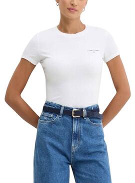 Camiseta Tommy Jeans Slim Linear blanco para mujer