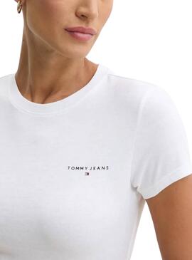 Camiseta Tommy Jeans Slim Linear blanco para mujer