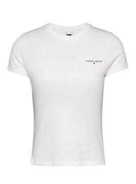 Camiseta Tommy Jeans Slim Linear blanco para mujer