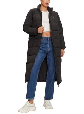 Abrigo Tommy Jeans Maxi Puffer negro para mujer