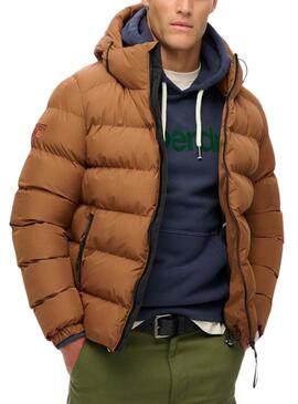 Cazadora Superdry Hooded Puffer marrón para hombre