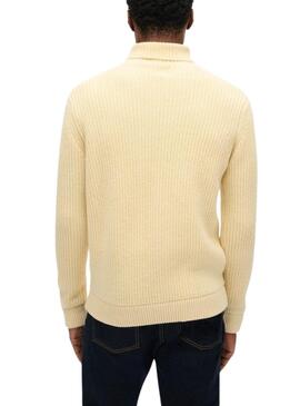 Jersey Superdry Merchant Cable crema para hombre