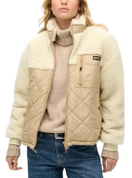 Cazadora Superdry Fleece beige para mujer