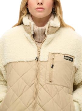 Cazadora Superdry Fleece beige para mujer