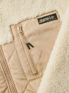 Cazadora Superdry Fleece beige para mujer