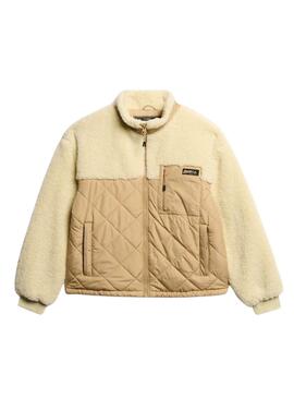 Cazadora Superdry Fleece beige para mujer