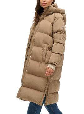 Abrigo Superdry Puffer tostado para mujer