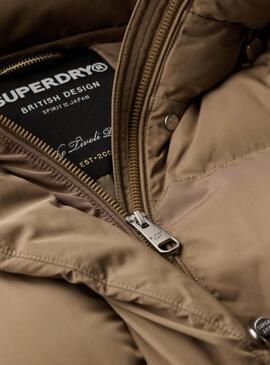 Abrigo Superdry Puffer tostado para mujer