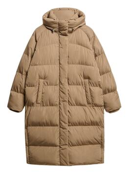 Abrigo Superdry Puffer tostado para mujer