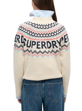 Jersey Superdry Fairisle beige para mujer