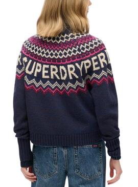 Jersey Superdry Fairisle azul marino para mujer