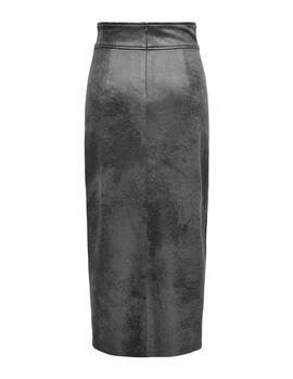 Falda Only Paris Faux Suede Midi gris para mujer