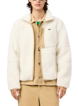 Chaqueta Lacoste borreguillo beige para hombre