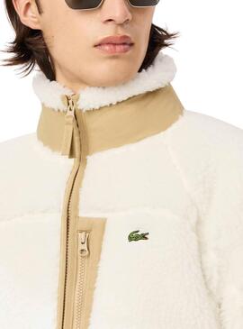 Chaqueta Lacoste borreguillo beige para hombre