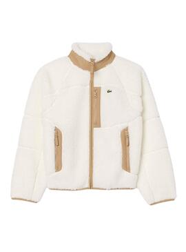 Chaqueta Lacoste borreguillo beige para hombre