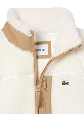 Chaqueta Lacoste borreguillo beige para hombre