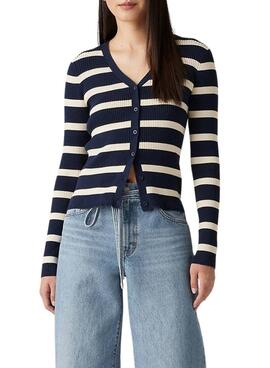 Cardigan Levis Tulip rayas azul marino para mujer