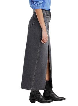 Falda vaquera Levis midi gris para mujer