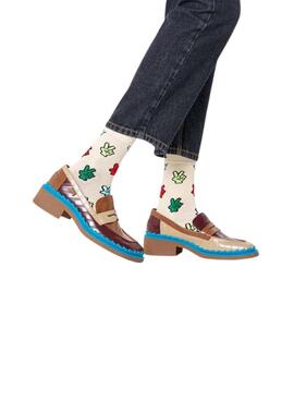 Calcetines Happy Socks Victory Sign beige para mujer y hombre