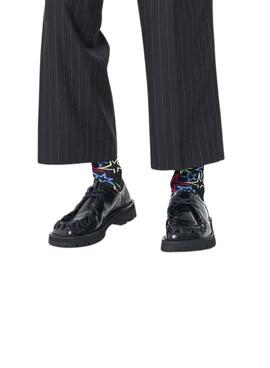 Calcetines Happy Socks Mega Star negro para mujer y hombre