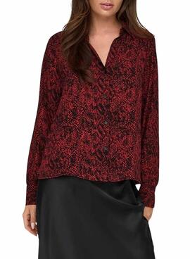 Camisa Only Shelly animal print rojo para mujer