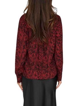 Camisa Only Shelly animal print rojo para mujer