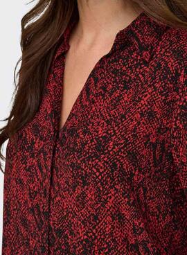 Camisa Only Shelly animal print rojo para mujer